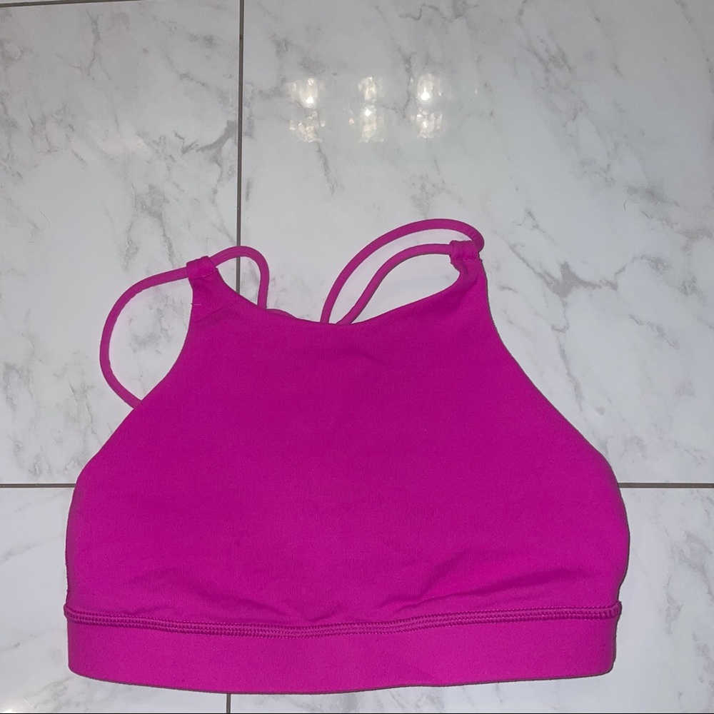 high neck strappy lululemon sports bra size 4 pink